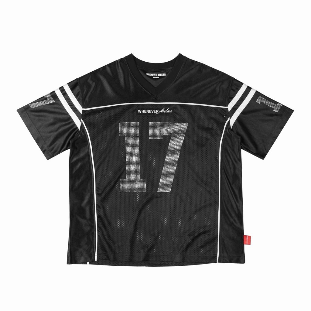 ÁO "WHENEVER" RHINESTONE 17 MESH JERSEY/ BLACK