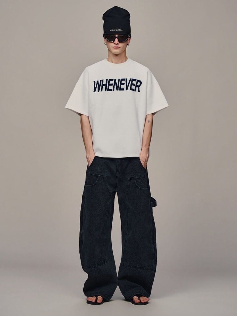 ÁO DỆT LEN “ WHENEVER “ SIGNATURE KNIT T - SHIRT / WHITE