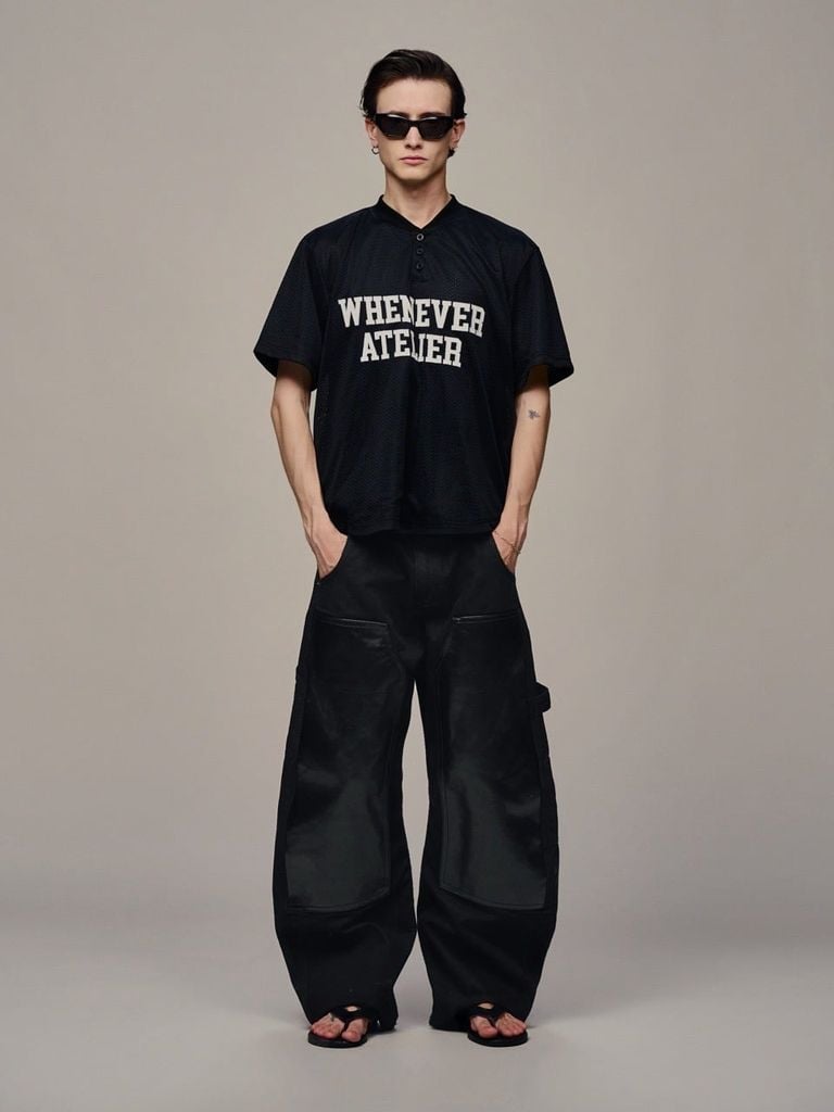 QUẦN DÀI "WHENEVER" DOUBLE-KNEE LEATHER PANTS / BLACK