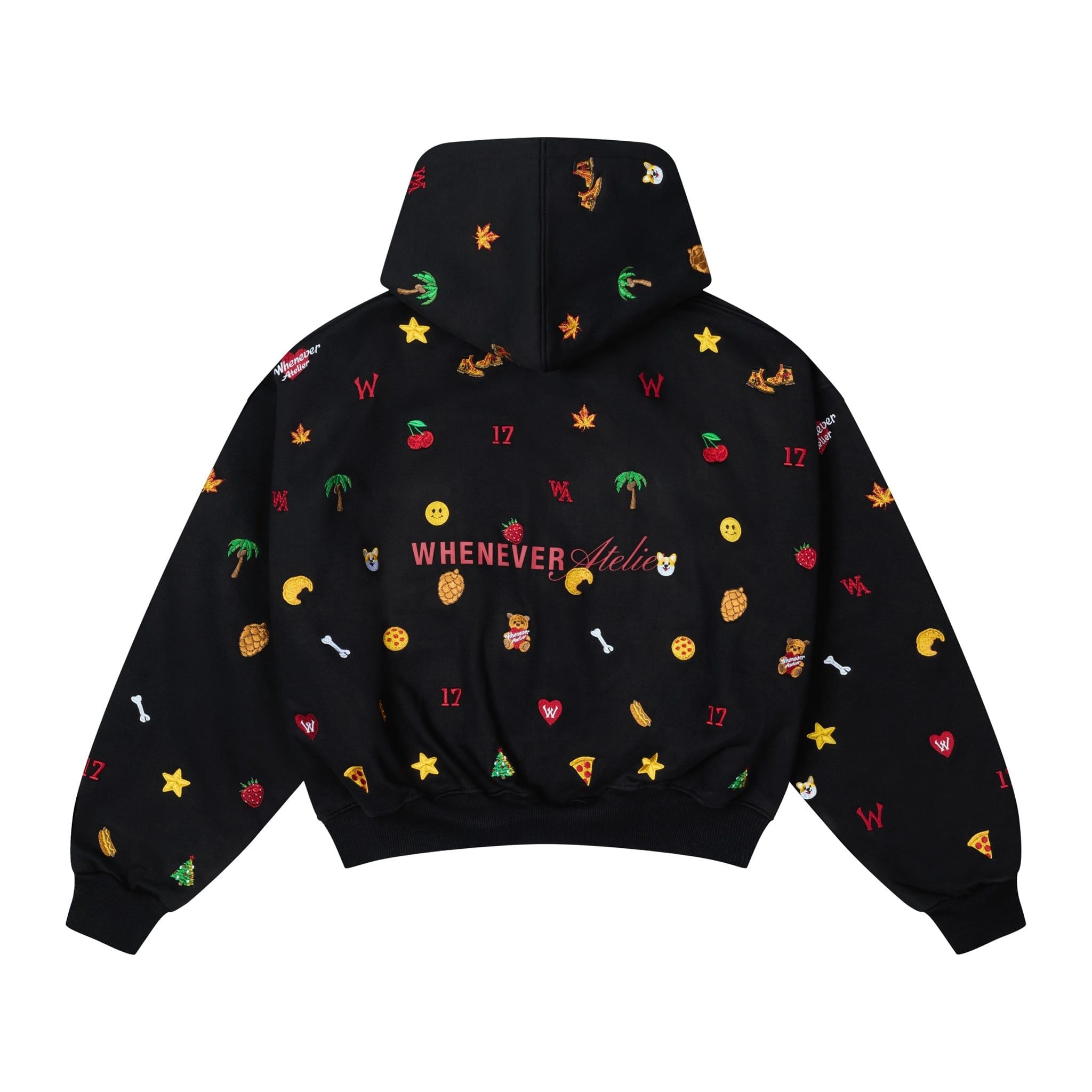 “WHENEVER” ICON EMBROIDERED HOODIE ZIP / BLACK