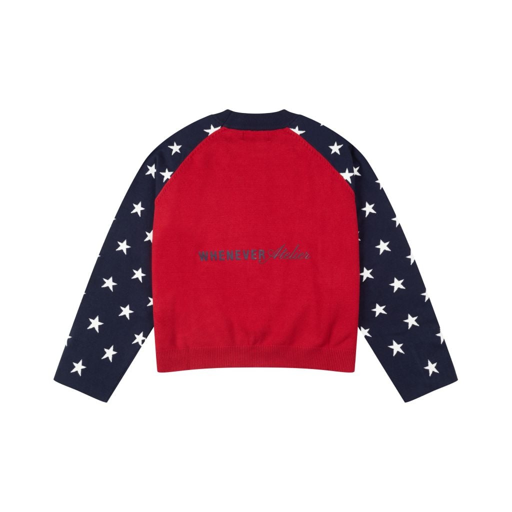 “WHENEVER” STAR RAGLAN SWEATER /  RED NAVY