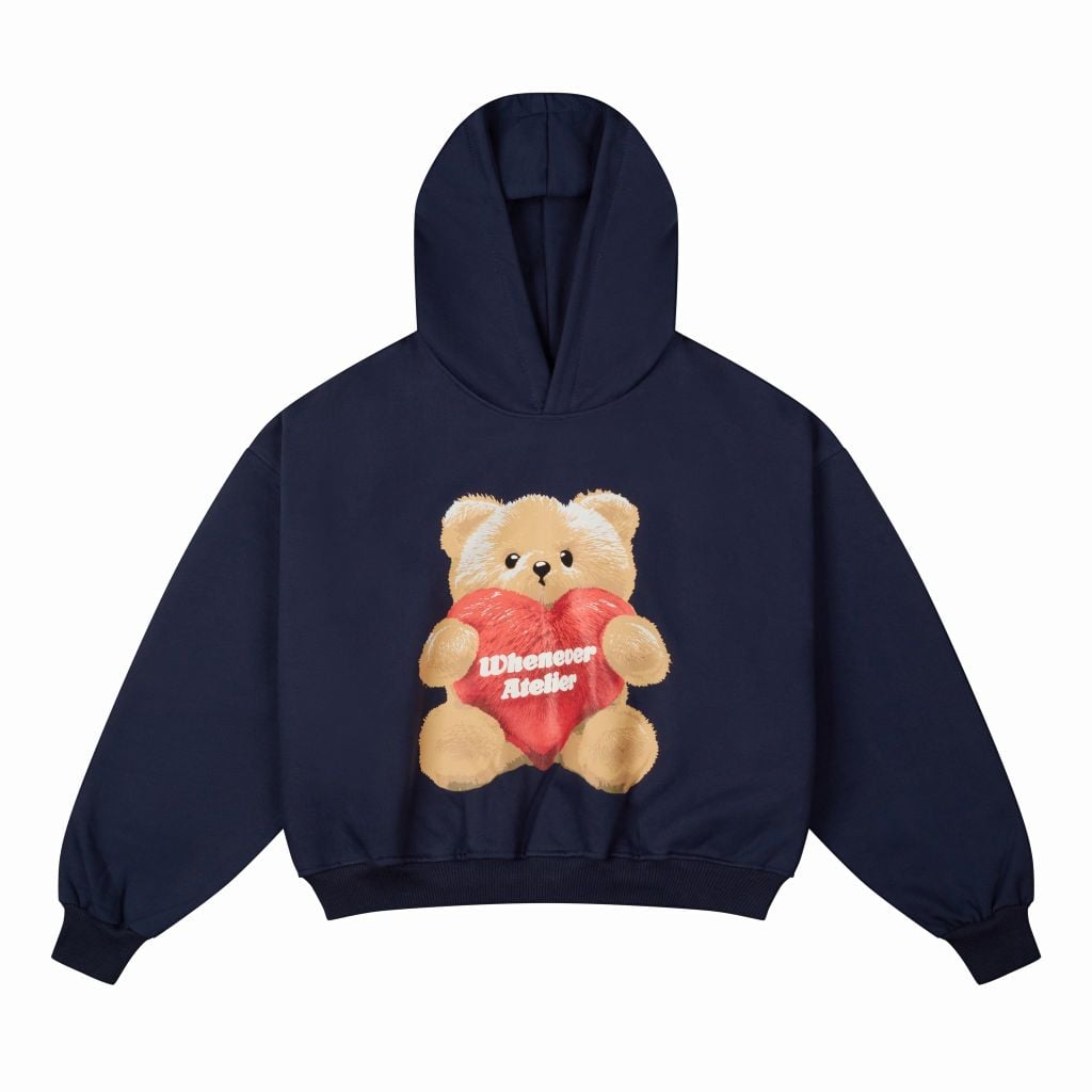“WHENEVER” BEAR HOODIE / NAVY