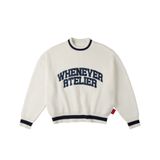 “WHENEVER” BASIC LOGO KNIT SWEATER / WHITE NAVY