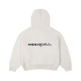 “WHENEVER” BASIC LOGO KNIT HOODIE / WHITE NAVY