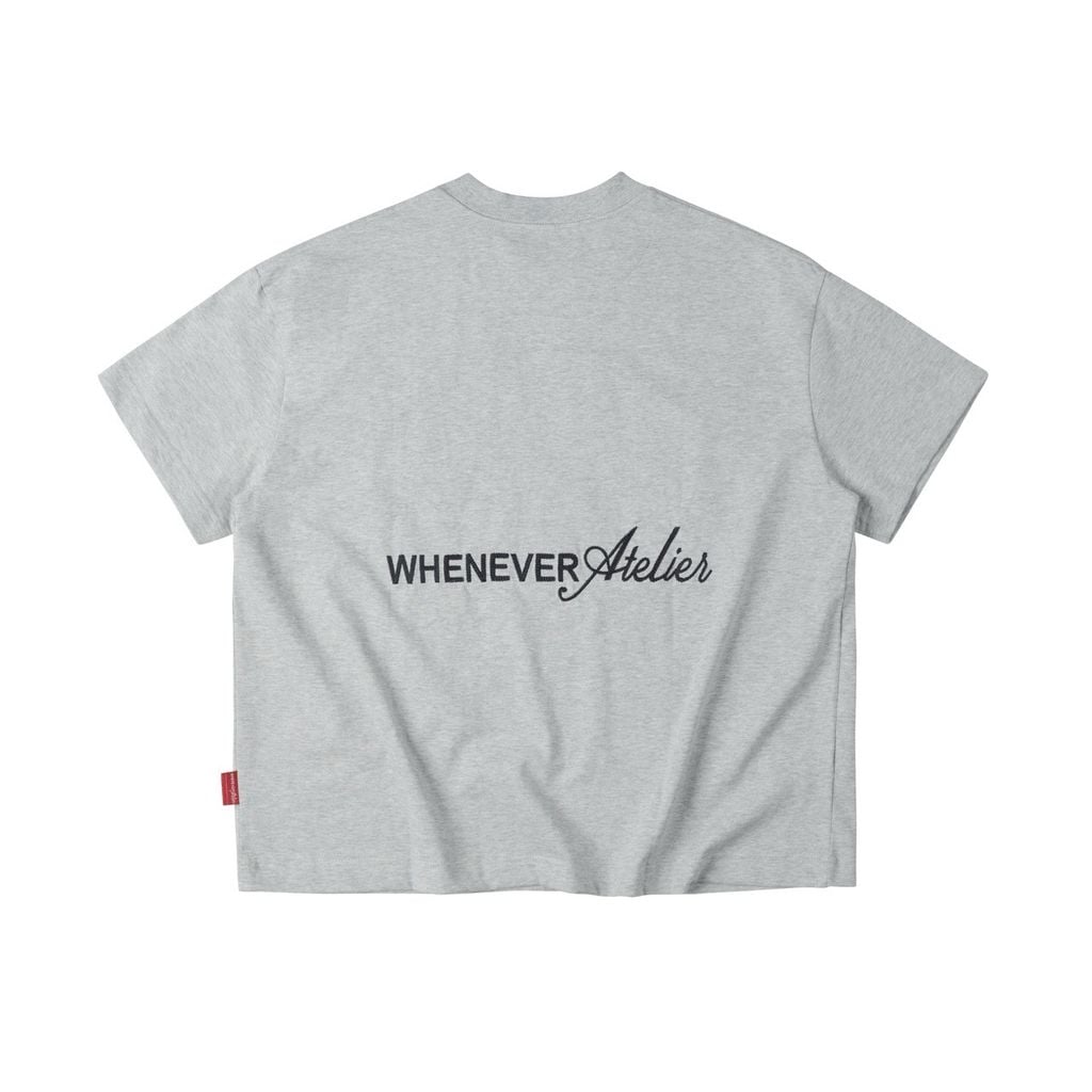 “WHENEVER” NEW YORK EMBROIDERED LOGO T-SHIRT / GREY