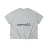 “WHENEVER” NEW YORK EMBROIDERED LOGO T-SHIRT / GREY