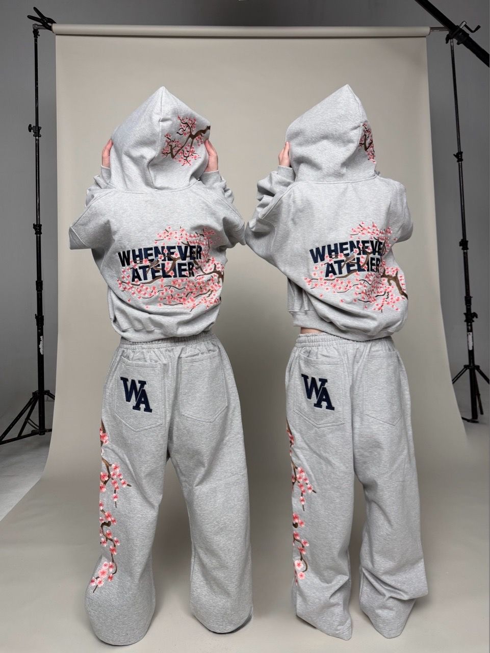QUẦN DÀI “WHENEVER” SAKURA EMBROIDERED SWEATPANTS/ GREY
