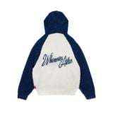 “WHENEVER” COZY FOX RAGLAN HOODIE / GREY NAVY