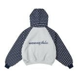 "WHENEVER" STAR RAGLAN HOODIE ZIP / GREY NAVY