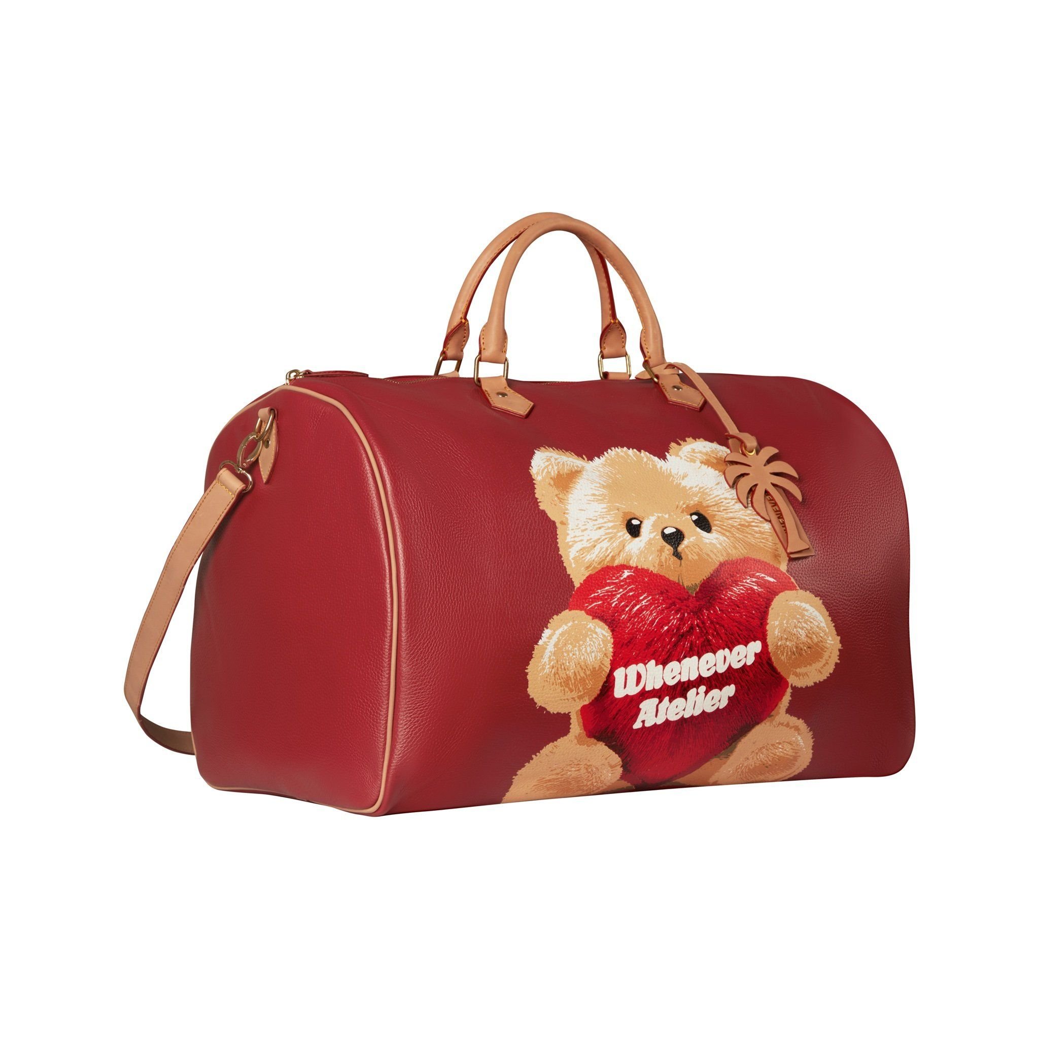 “WHENEVER” BEAR LEATHER BAG / RED