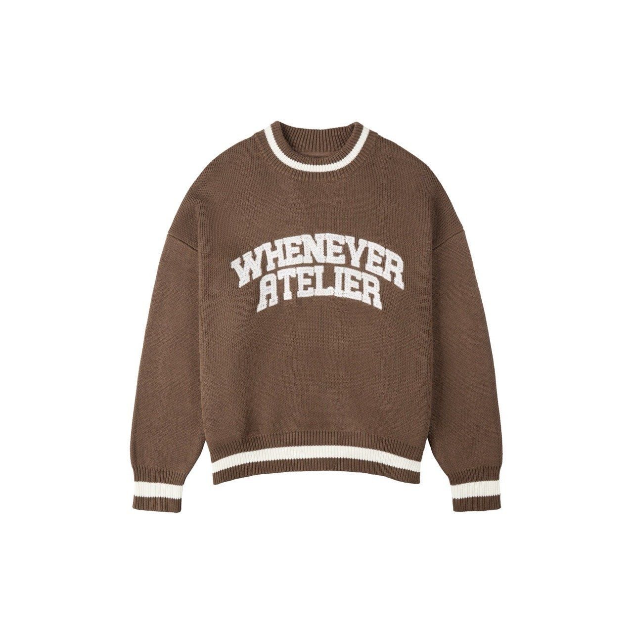 “WHENEVER” BASIC LOGO KNIT SWEATER / BROWN