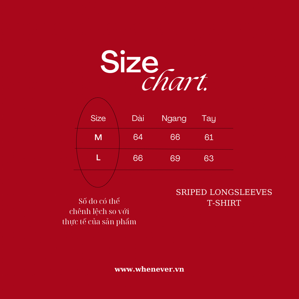 “WHENEVER” STRIPED LONG SLEEVE T-SHIRT VER2 / RED