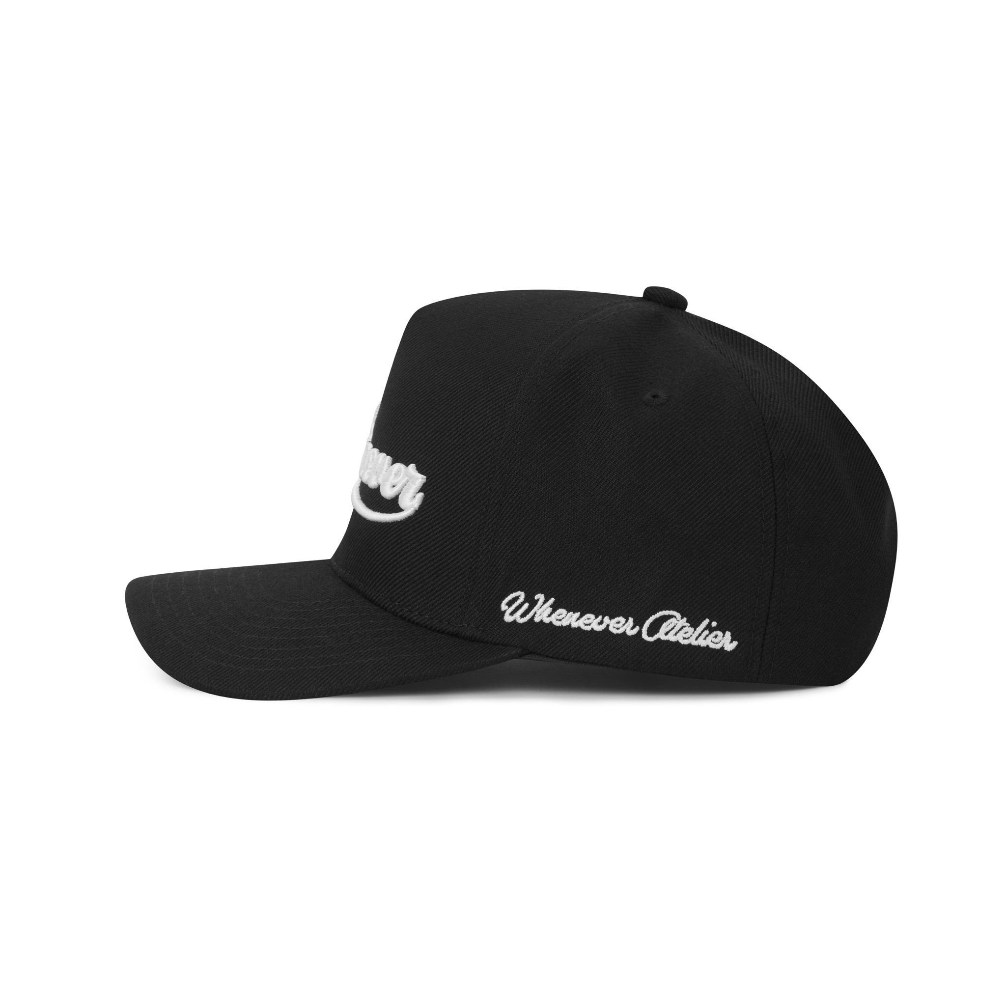 “WHENEVER”  LOGO KHAKI TRUCKER HAT / BLACK
