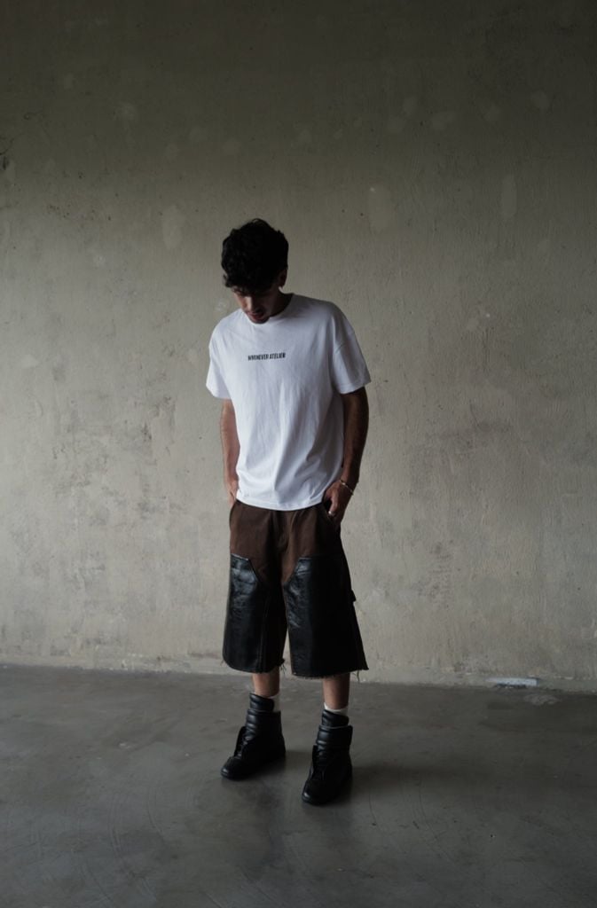 QUẦN NGẮN "WHENEVER" DOUBLE-KNEE LEATHER BAGGY SHORTS / BROWN