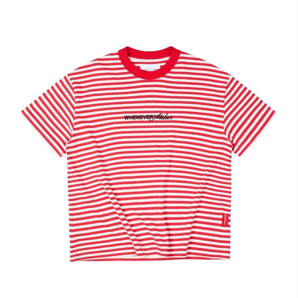 “WHENEVER” STRIPED T-SHIRT VER2 / RED