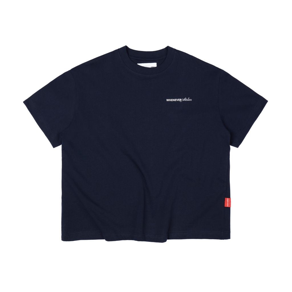 “ WHENEVER “ LOGO OVERSIZE T-SHIRT / NAVY