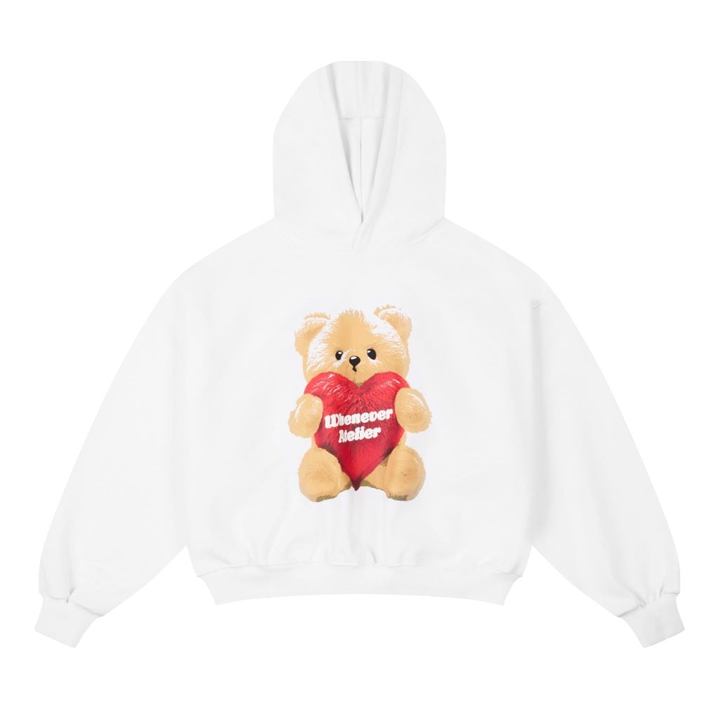 “WHENEVER” BEAR HOODIE / WHITE