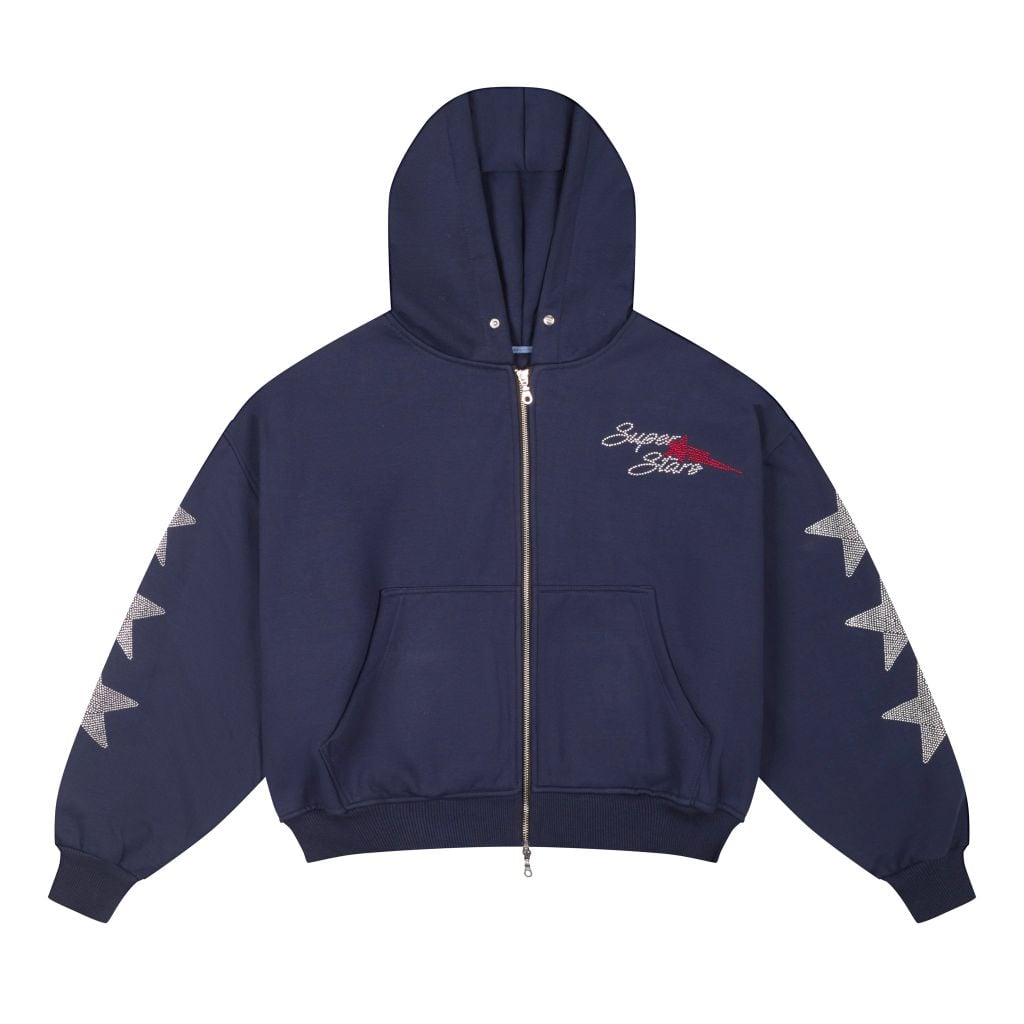 “WHENEVER” SUPER STAR HOODIE ZIP / NAVY
