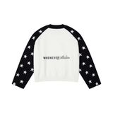 “WHENEVER” STAR RAGLAN SWEATER /  WHITE BLACK