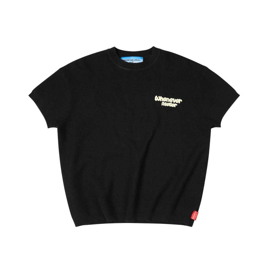 Áo dệt “WHENEVER” BASIC EMBOSSED LOGO WAFFLE T-SHIRT / BLACK