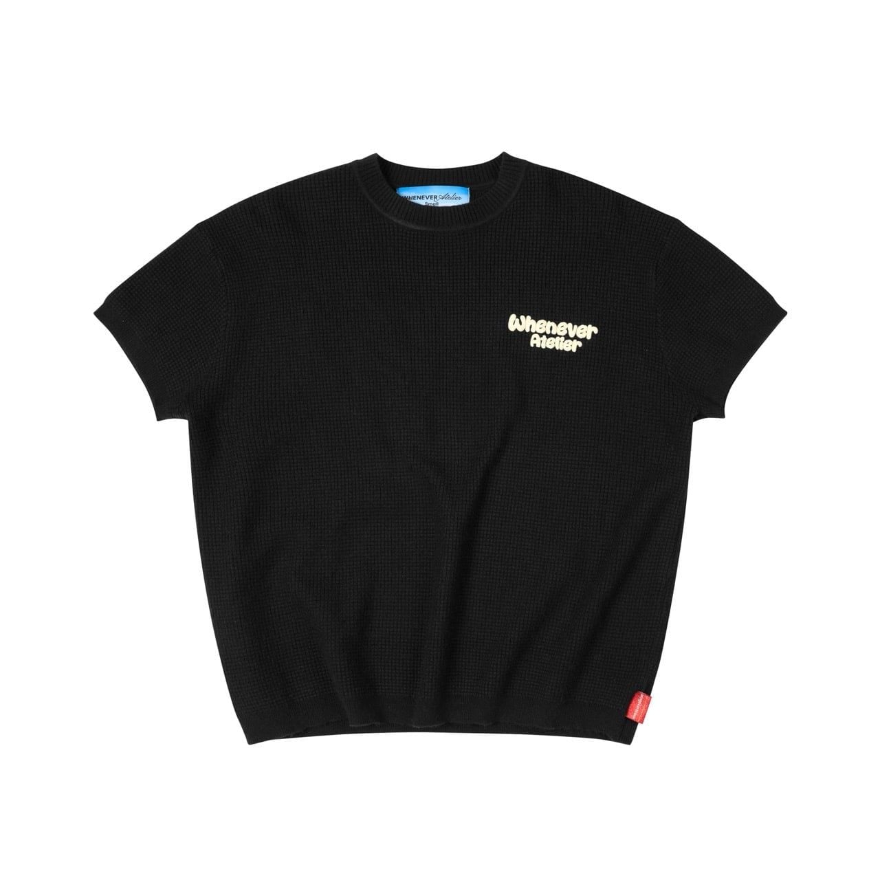Áo dệt “WHENEVER” BASIC EMBOSSED LOGO WAFFLE T-SHIRT / BLACK