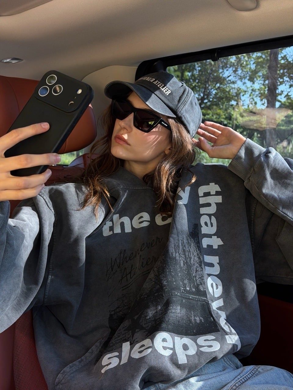 ÁO KHOÁC "WHENEVER" CITY NEVER SLEEPS WASHED HOODIE/ VINTAGE GREY