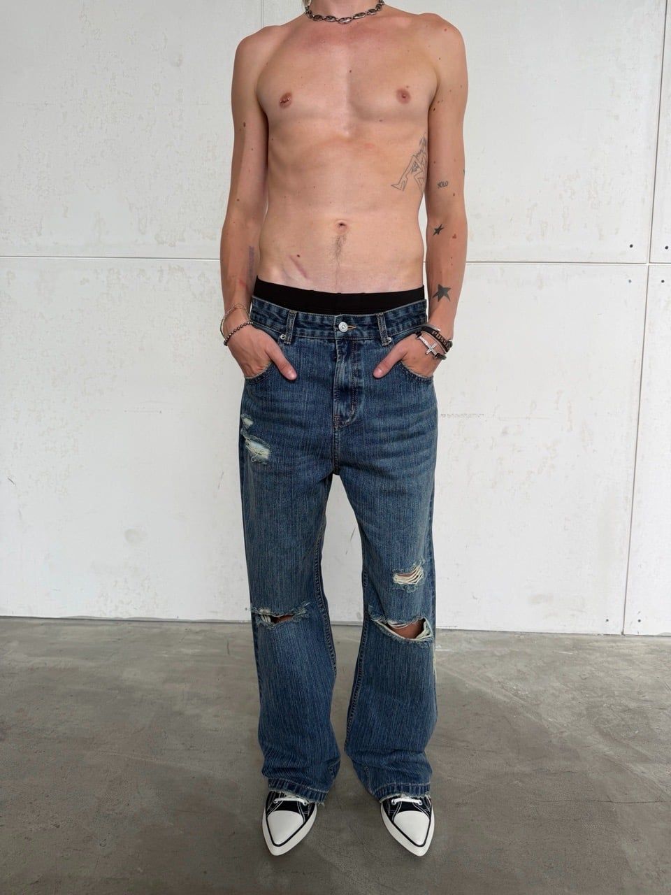 QUẦN DÀI “WHENEVER“ DISTRESSED SLUB BOOTCUT JEANS / VINTAGE BLUE
