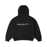 “WHENEVER” BASIC LOGO KNIT HOODIE / BLACK