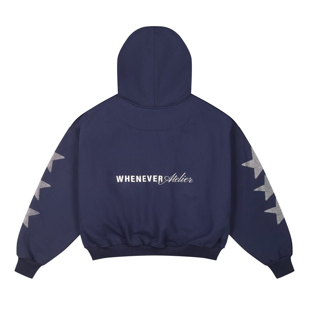 “WHENEVER” SUPER STAR HOODIE ZIP / NAVY