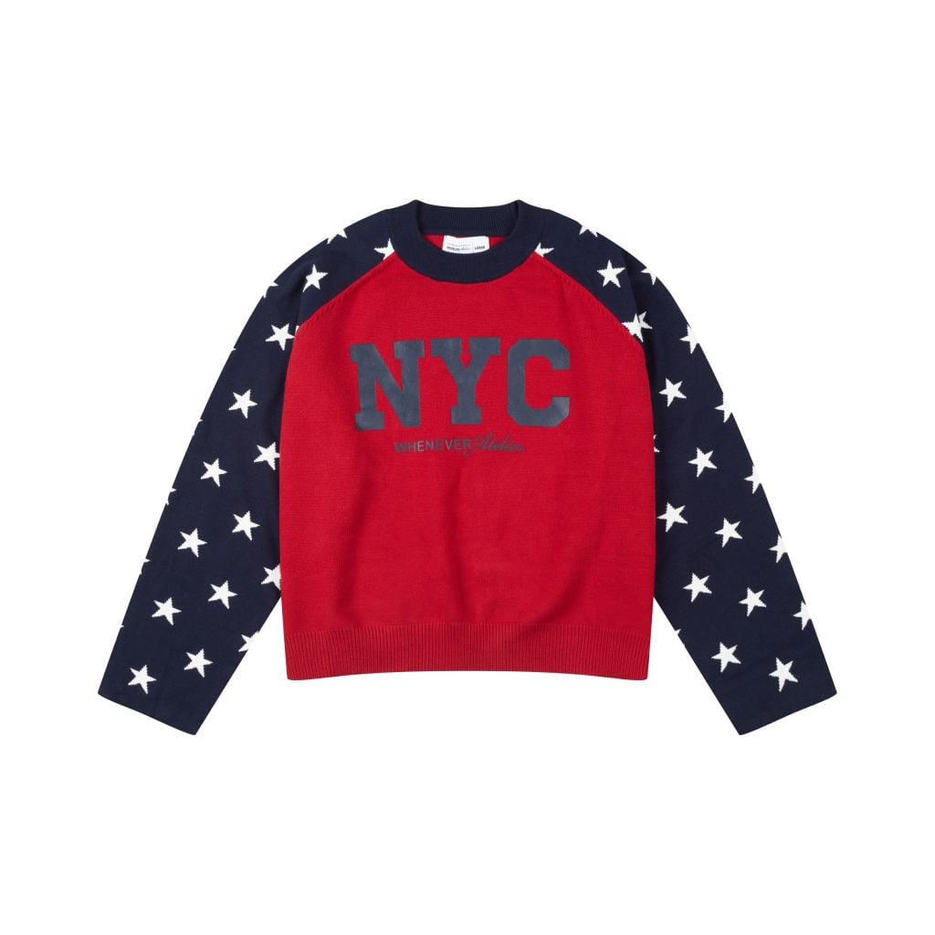 “WHENEVER” STAR RAGLAN SWEATER /  RED NAVY
