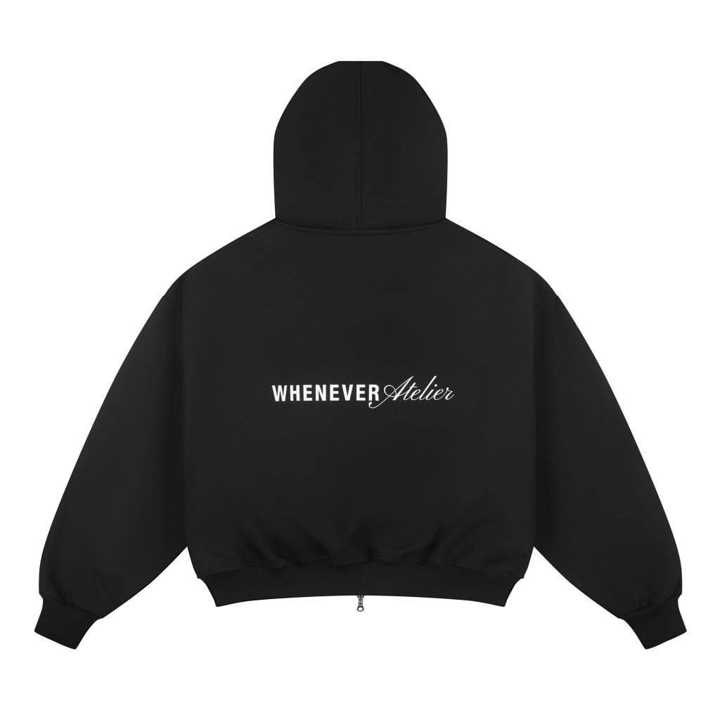 “WHENEVER” BEAR HOODIE ZIP / BLACK