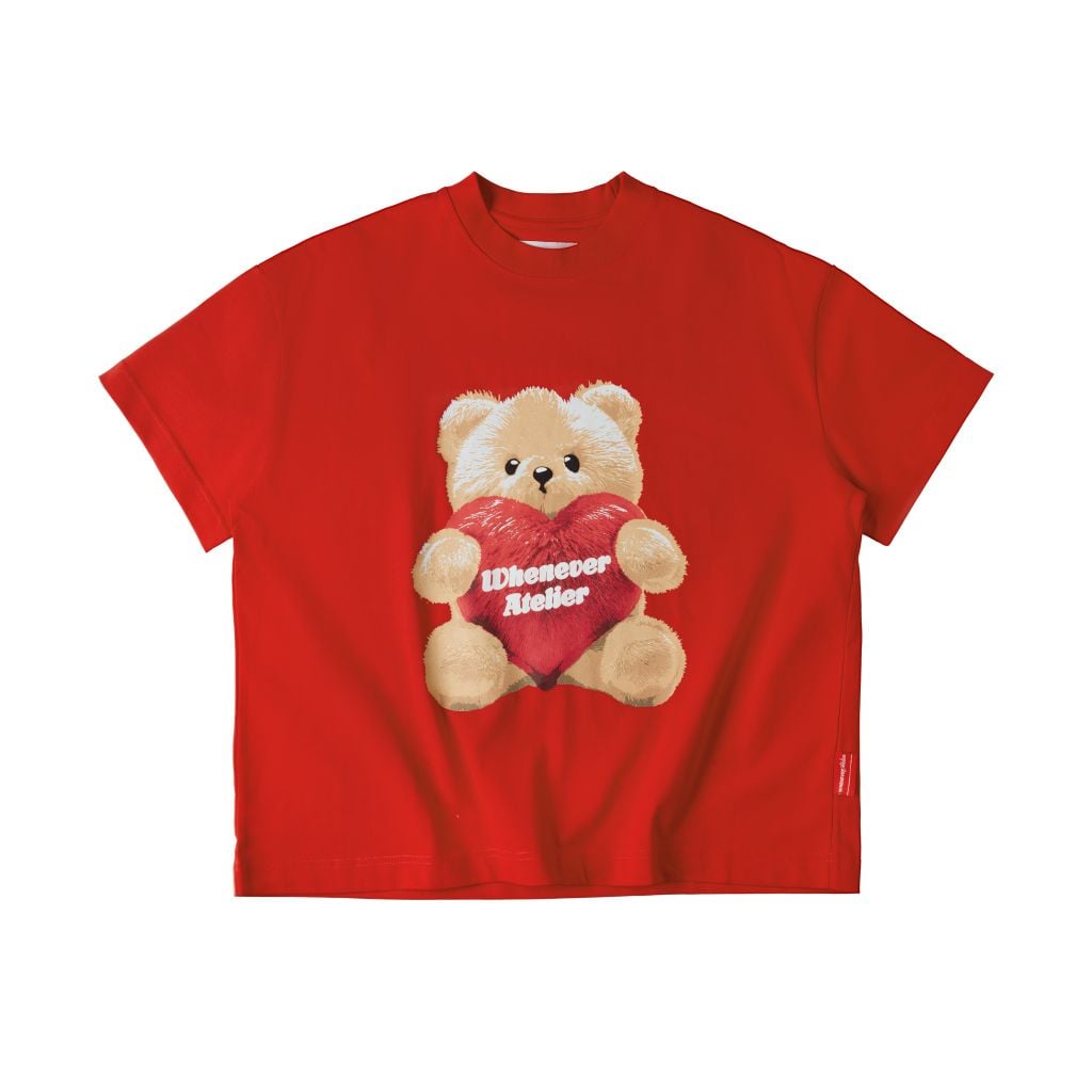“WHENEVER” BEAR T-SHIRT / RED