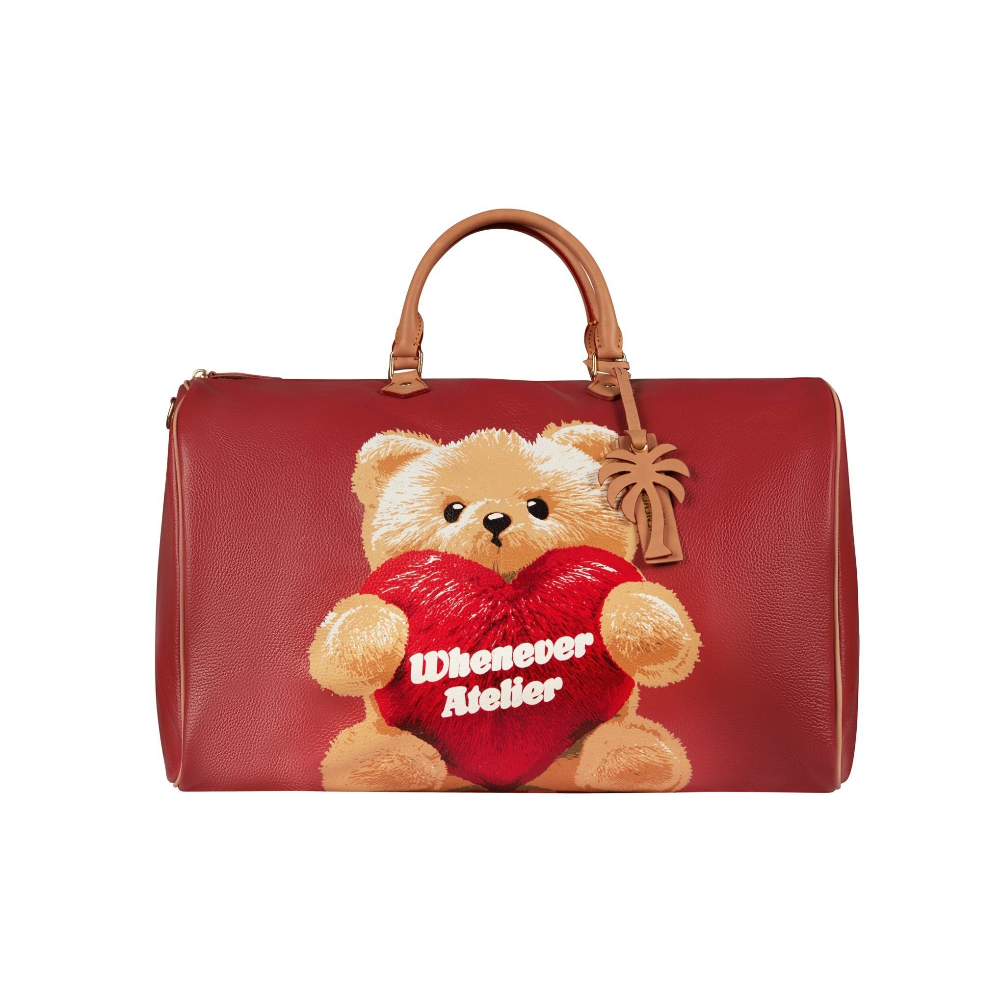 “WHENEVER” BEAR LEATHER BAG / RED