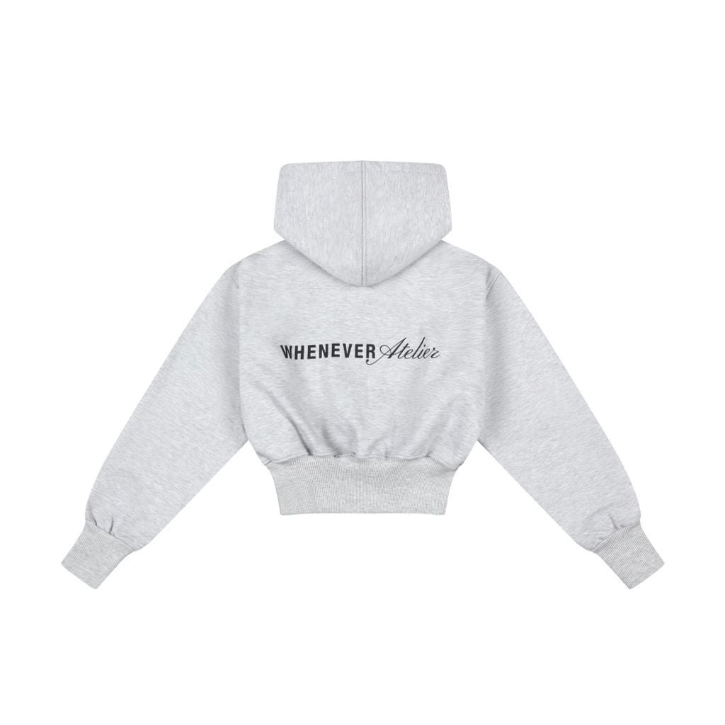 ÁO KHOÁC “WHENEVER” SS26 CROPPED ZIP-UP HOODIE / PREMIUM GREY