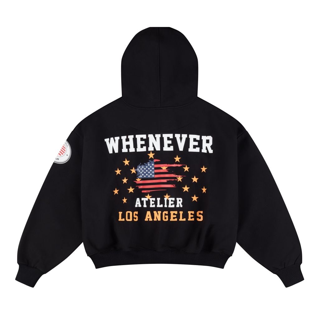 “WHENEVER” LA HOODIE ZIP / BLACK