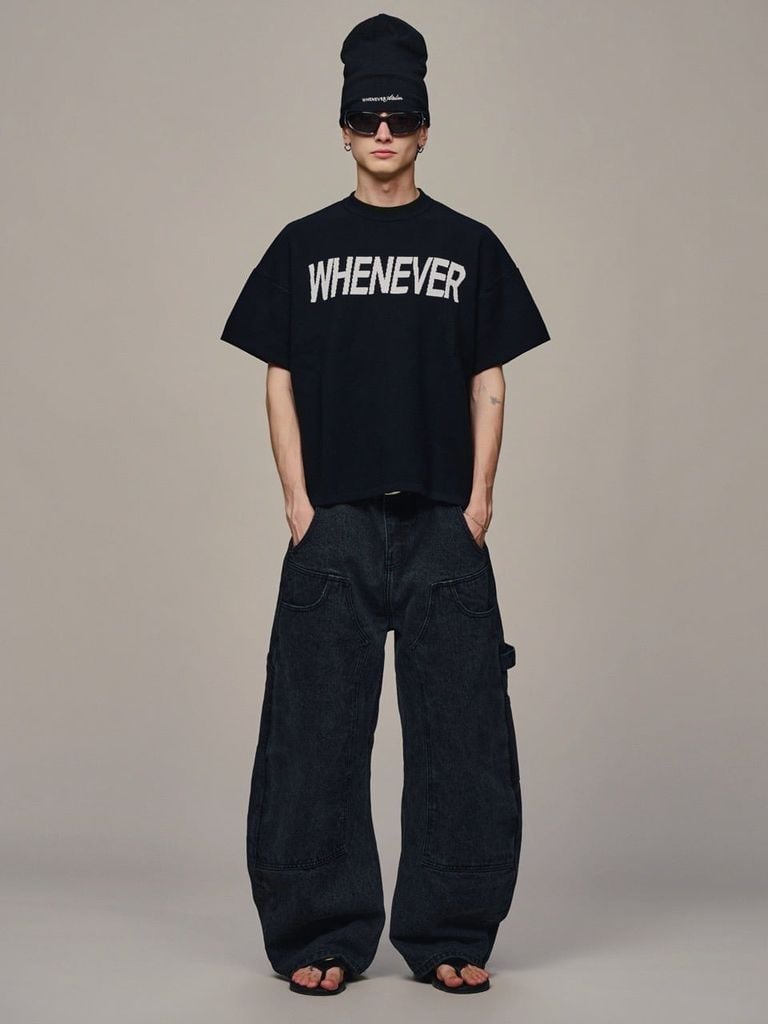 ÁO DỆT LEN “ WHENEVER “ SIGNATURE KNIT T - SHIRT / BLACK
