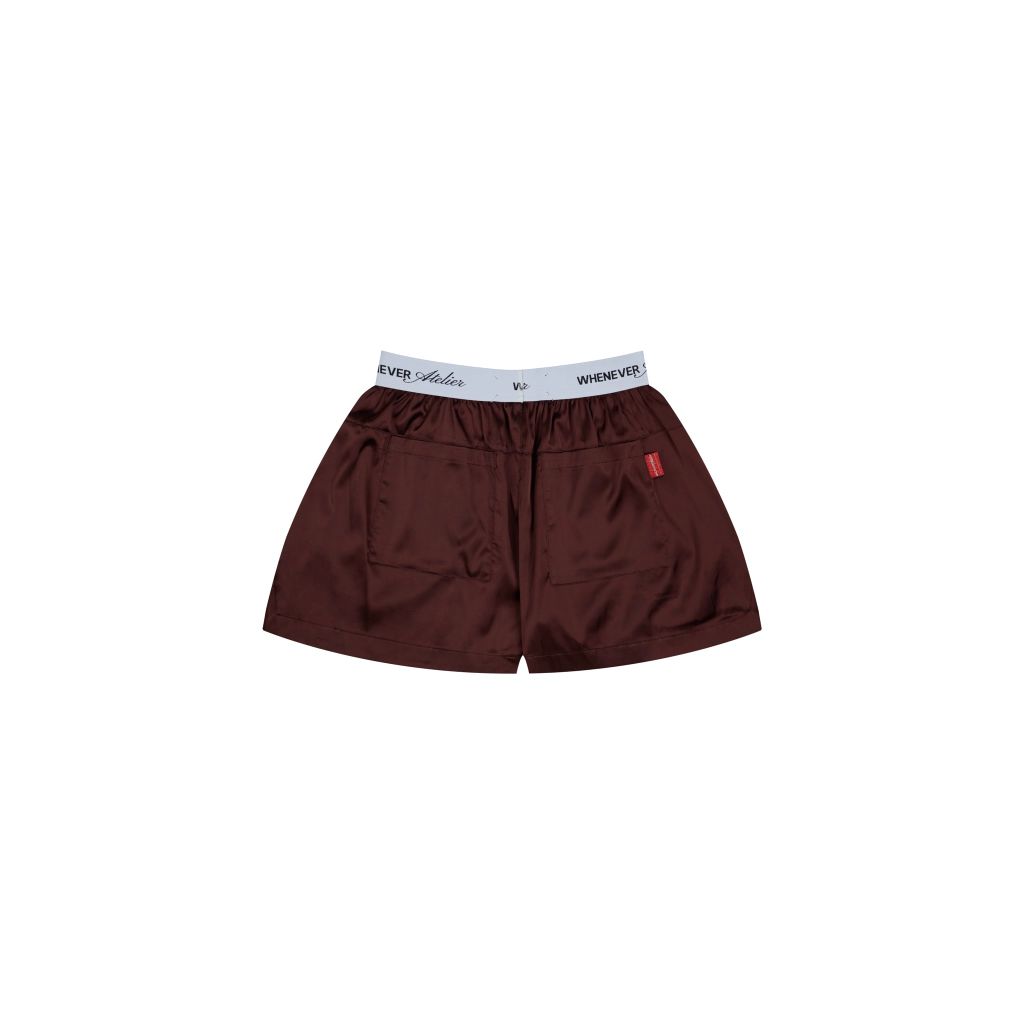 “WHENEVER” QUẦN SATIN PAJAMA SHORTS / BROWN