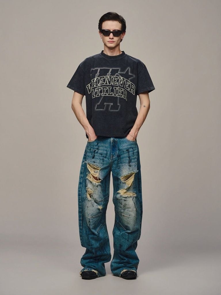 QUẦN DÀI "WHENEVER" DISTRESSED BAGGY JEANS / VINTAGE BLUE