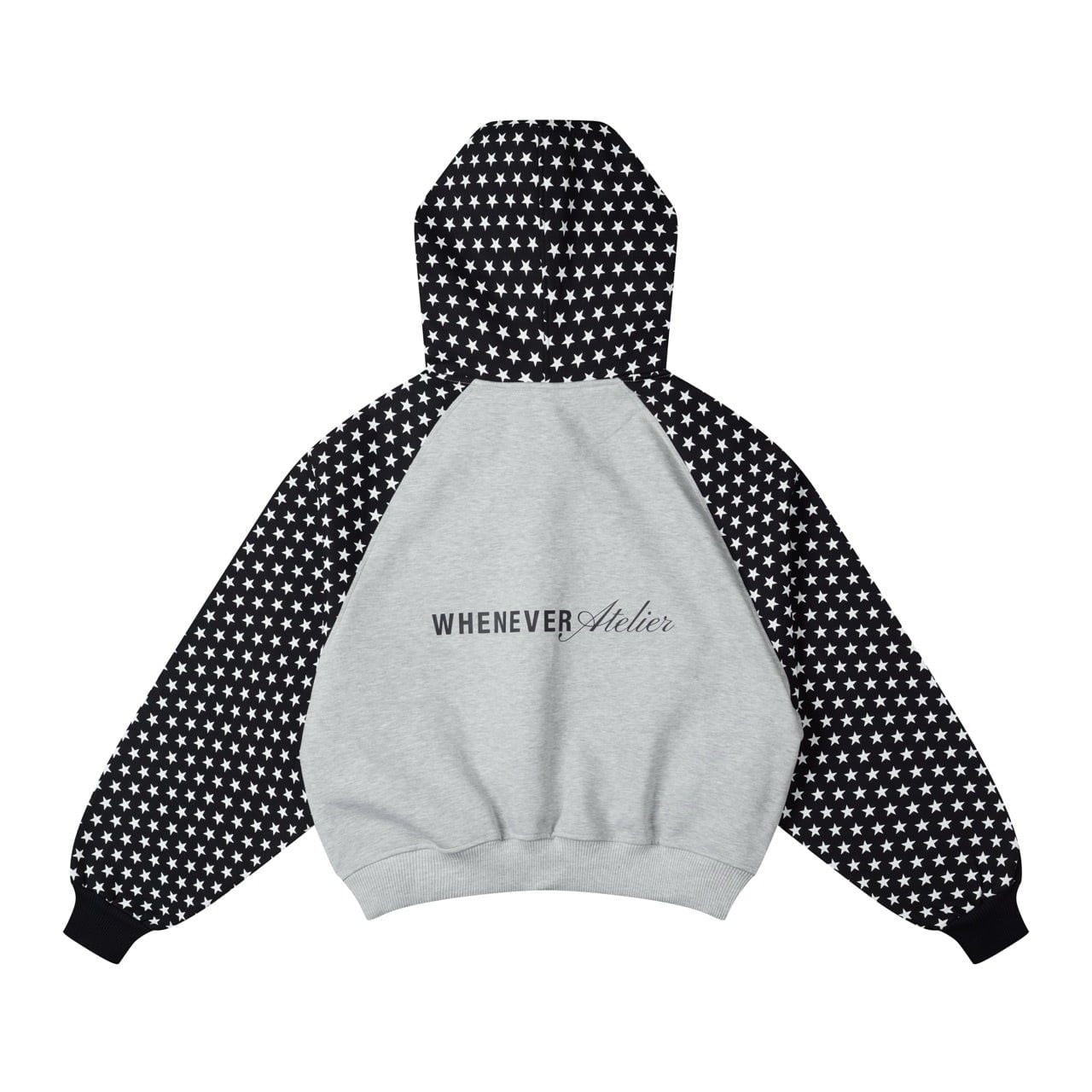 "WHENEVER" STAR RAGLAN HOODIE ZIP / GREY BLACK