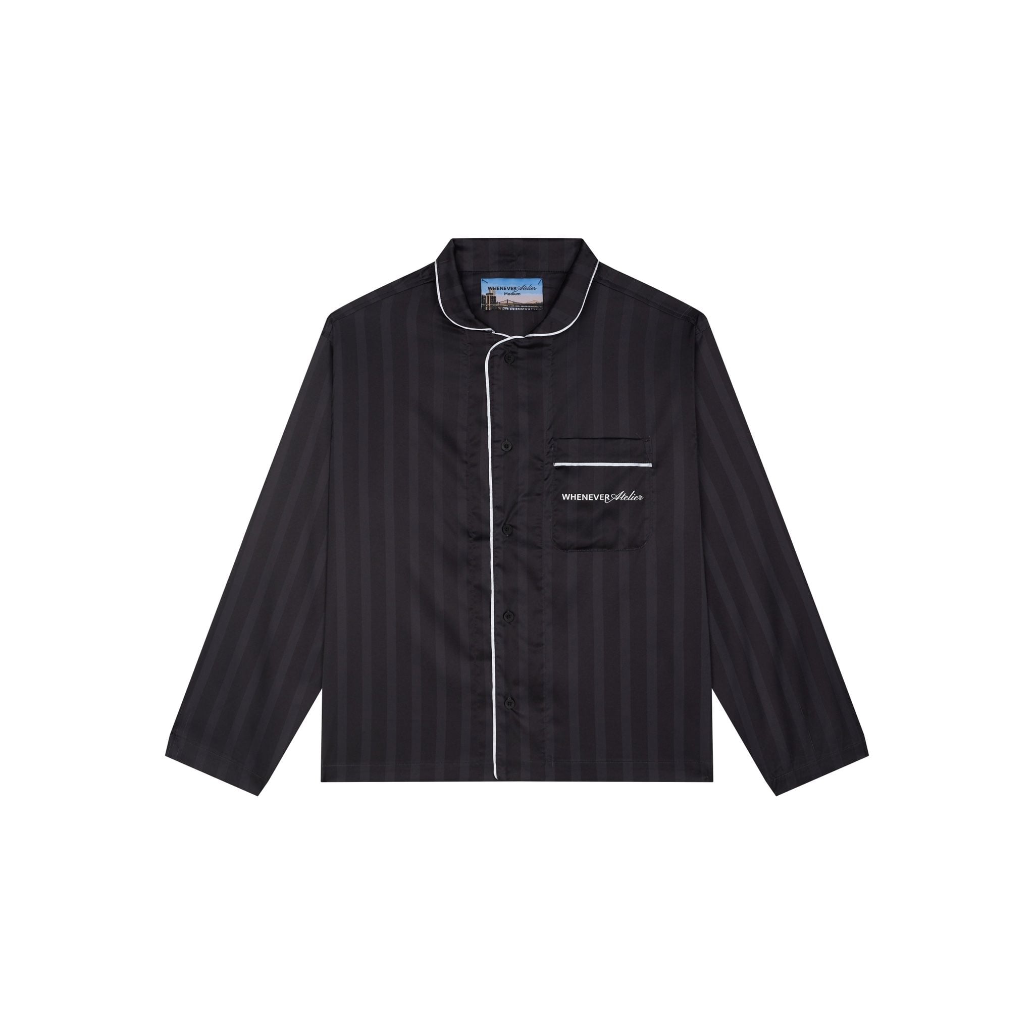 "WHENEVER" BỘ ÁO VÀ QUẦN DÀI SATIN LONG PAJAMA SHIRT + PANTS  / BLACK