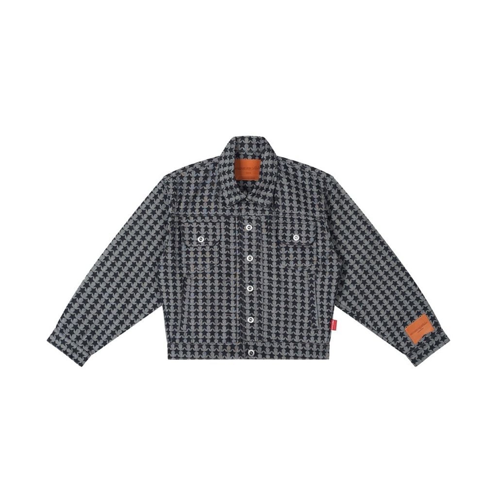 "WHENEVER" STAR RAW DENIM JACKET / BLACK