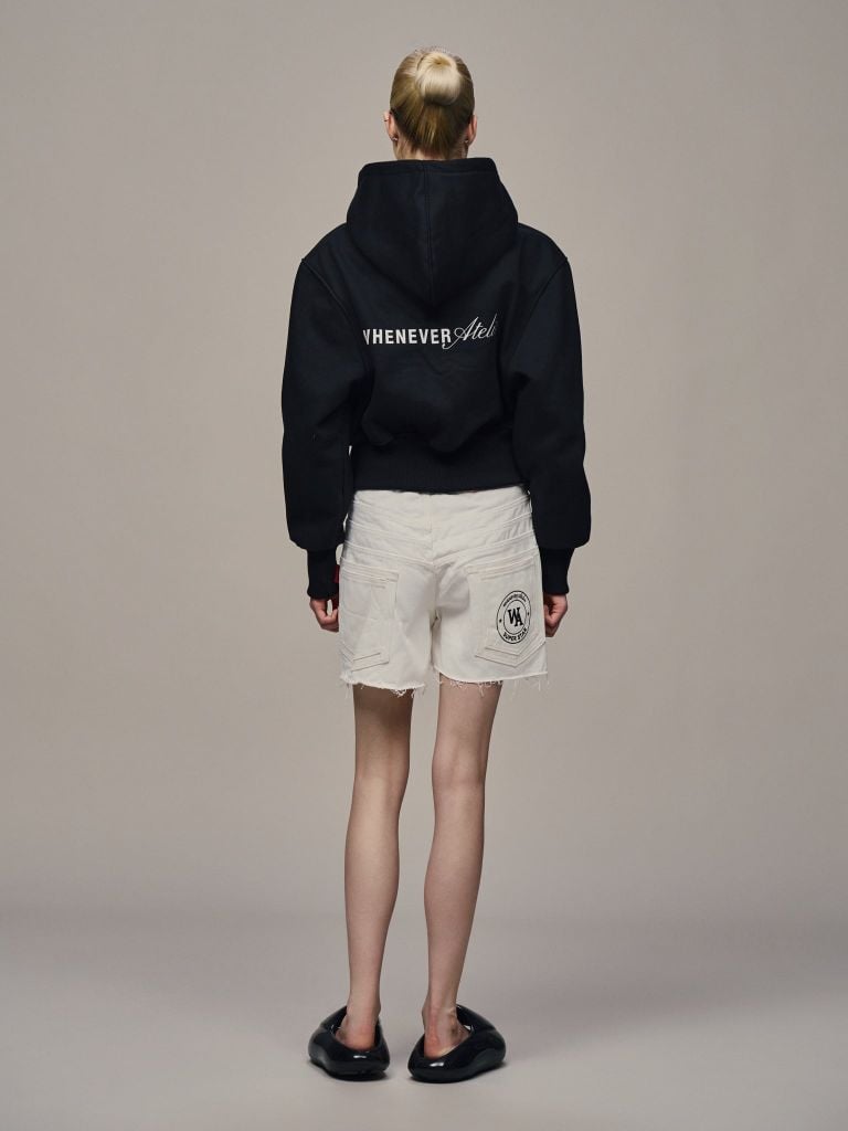 ÁO KHOÁC “WHENEVER” SS26 CROPPED ZIP-UP HOODIE / BLACK