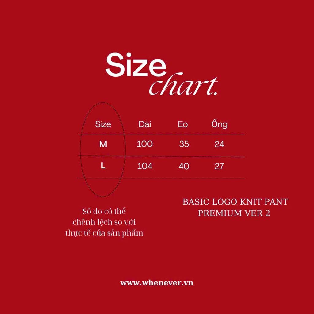 “WHENEVER” BASIC LOGO KNIT PANT PREMIUM VER 2 / RED
