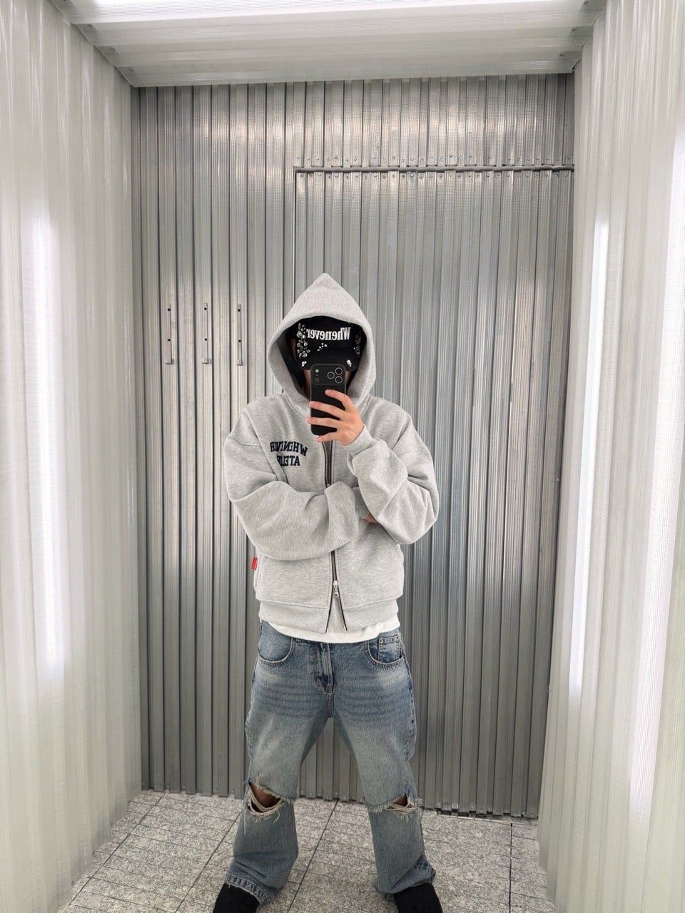 ÁO KHOÁC "WHENEVER" BASIC ZIP-UP HOODIE SS26 / PREMIUM GREY