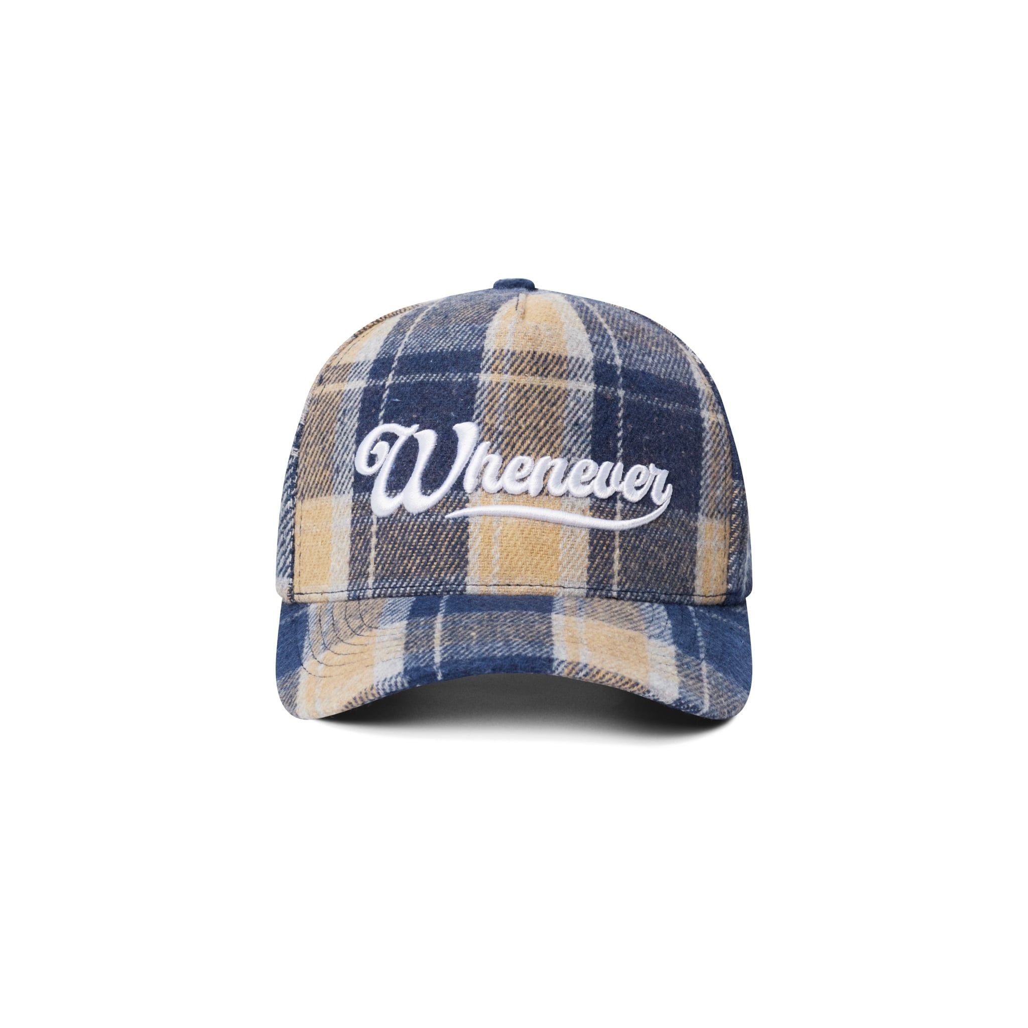 “WHENEVER” PLAID CAP / NAVY
