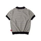 “WHENEVER” STRIPED POLO SHIRT / BLACK