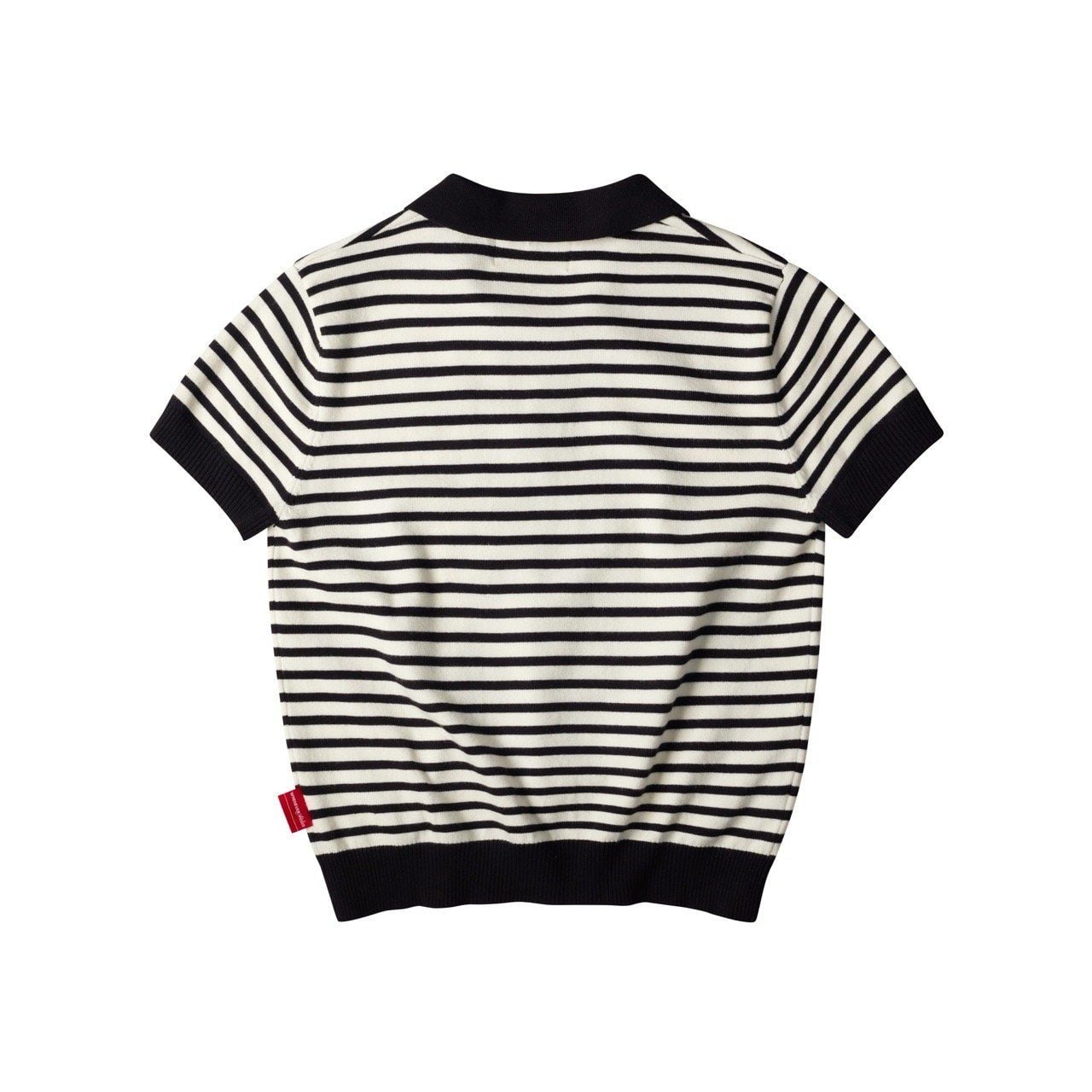 “WHENEVER” STRIPED POLO SHIRT / BLACK