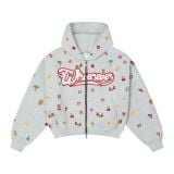 “WHENEVER” ICON EMBROIDERED HOODIE ZIP / PREMIUM GREY