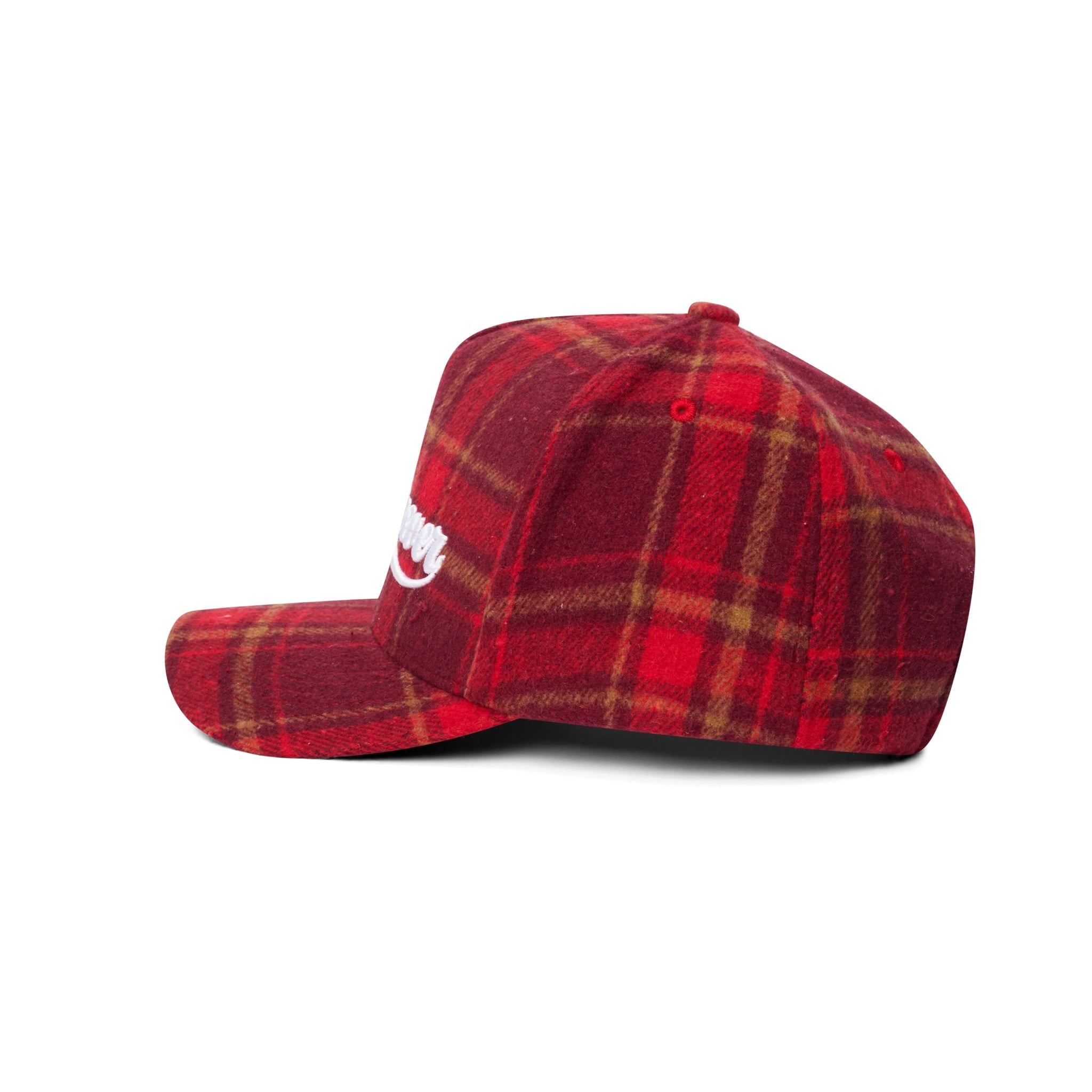 “WHENEVER” PLAID CAP / BURGUNDY