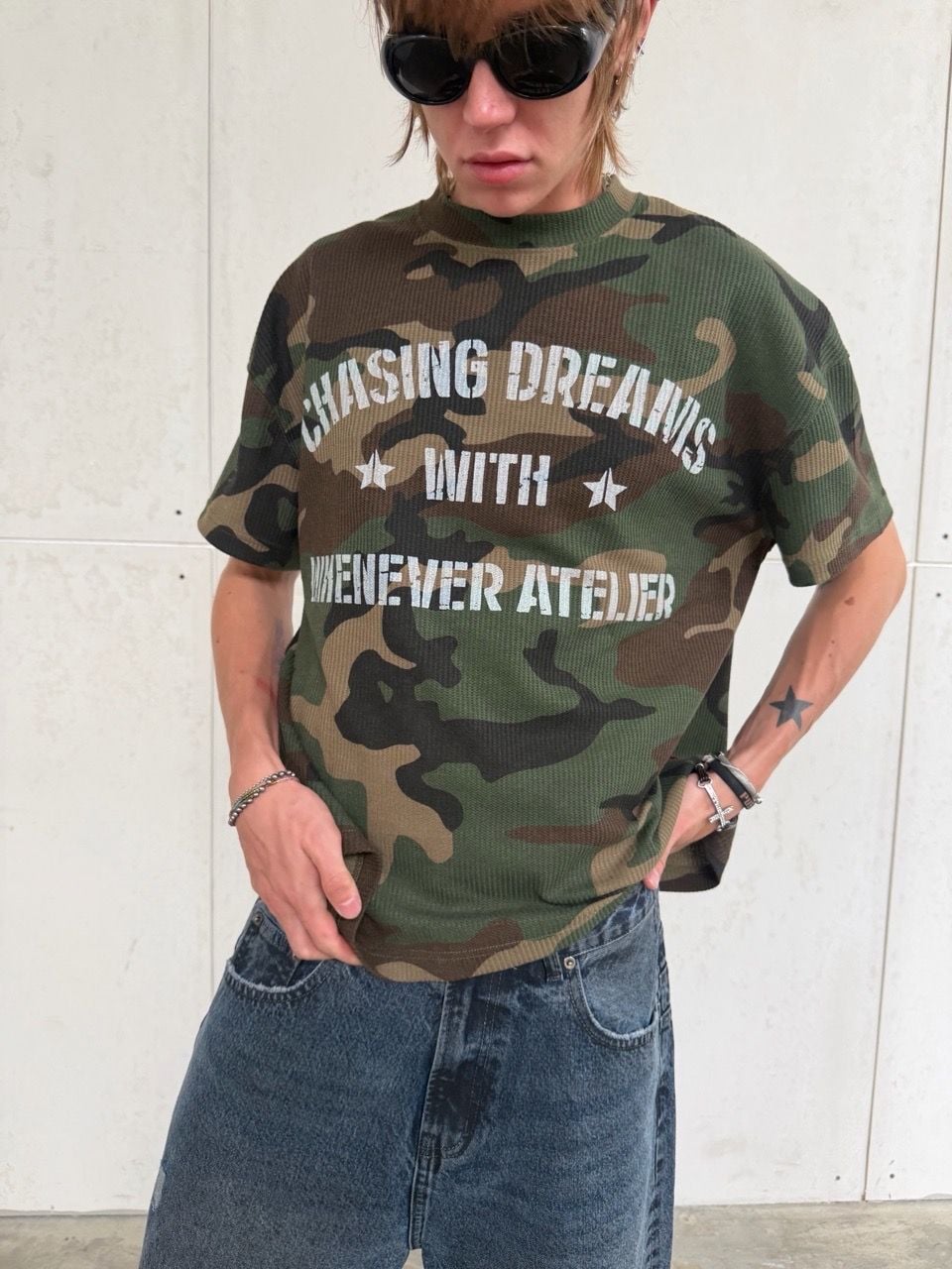 ÁO “WHENEVER” CD WAFFLE CAMO T-SHIRT/ GREEN
